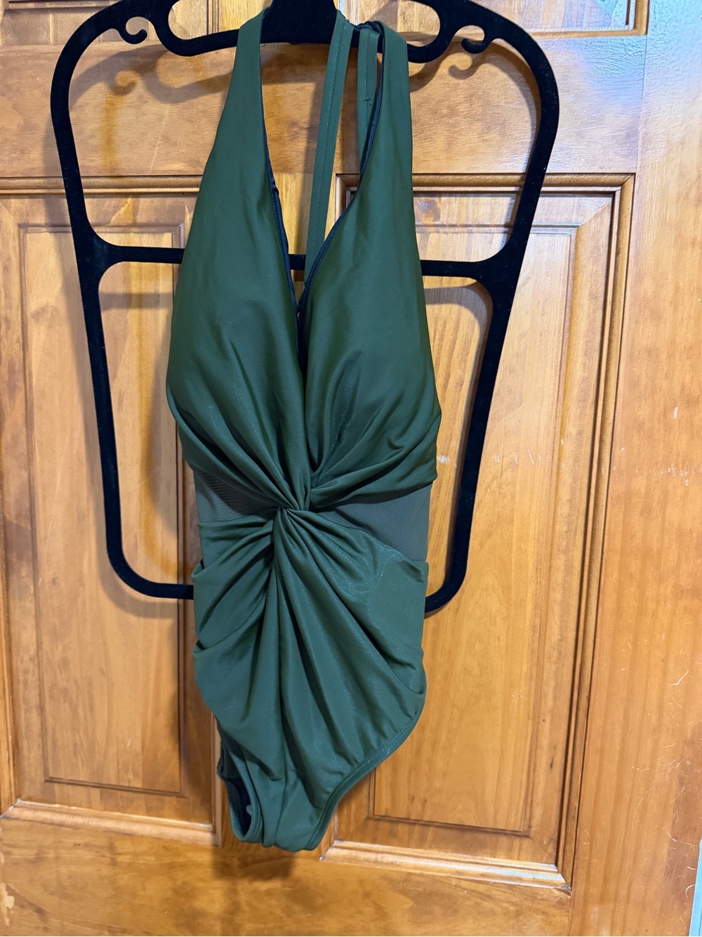 Miraclesuit Olive Green Plunge Twist Front One Piece Swimsuit NWT size 6